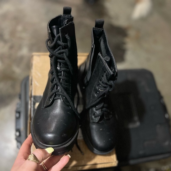 Woman’s Unr8ted Black Firm Combat Boots - Picture 3 of 3